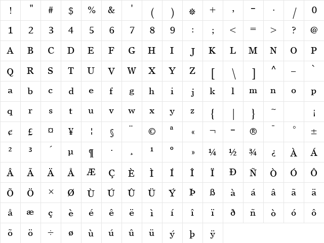Yakout Linotype Light  glyph index