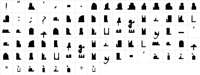 DownBoy Regular  glyph index