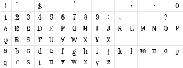 24 Carats Regular  glyph index