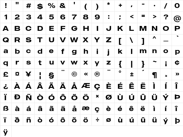 MADE Outer Sans Medium  glyph index