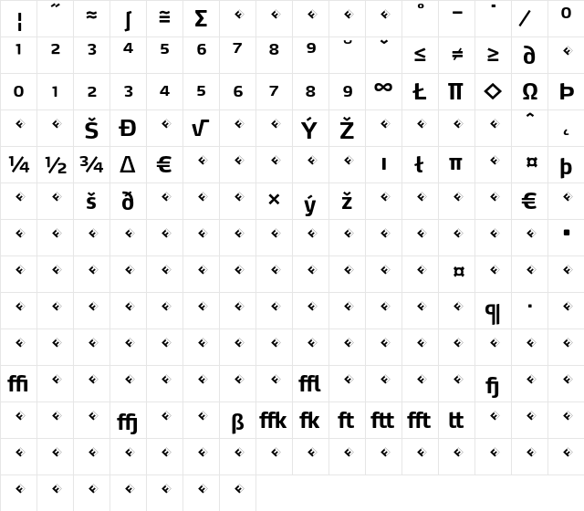 Max-BoldExpert Regular  glyph index