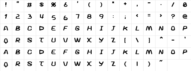 Burger Regular  glyph index
