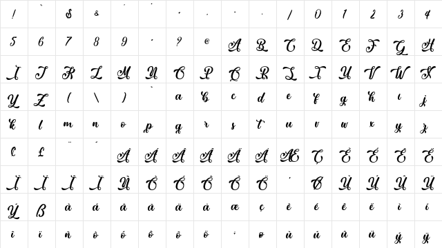 March Lovers - Personal Use Regular  glyph index