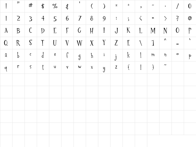 CK Hustle Regular  glyph index