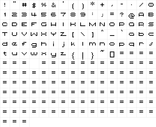 00BallistixFat Regular  glyph index