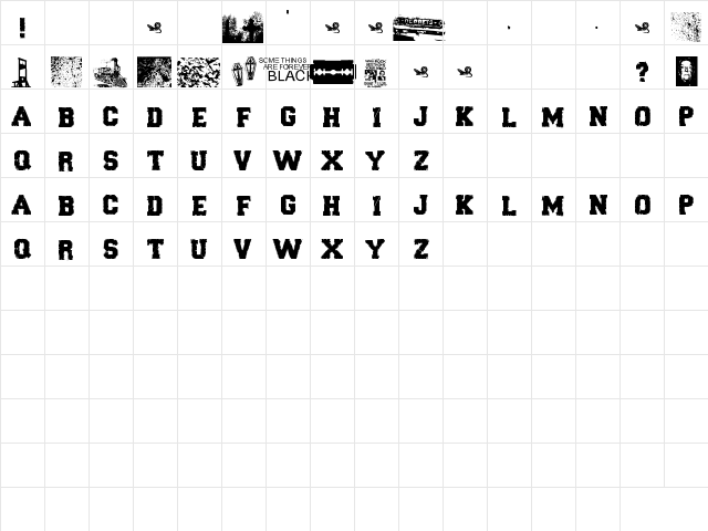 Forever Black Regular  glyph index