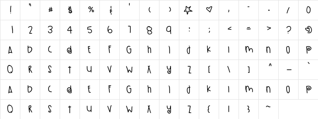 PumpkinSeeds Medium  glyph index