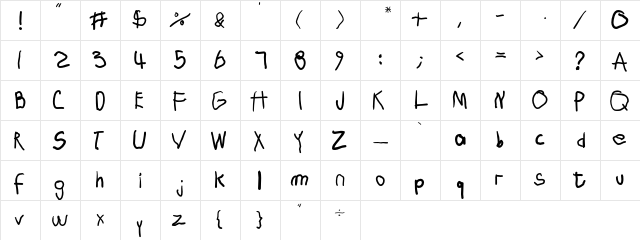 AlexFive Regular  glyph index