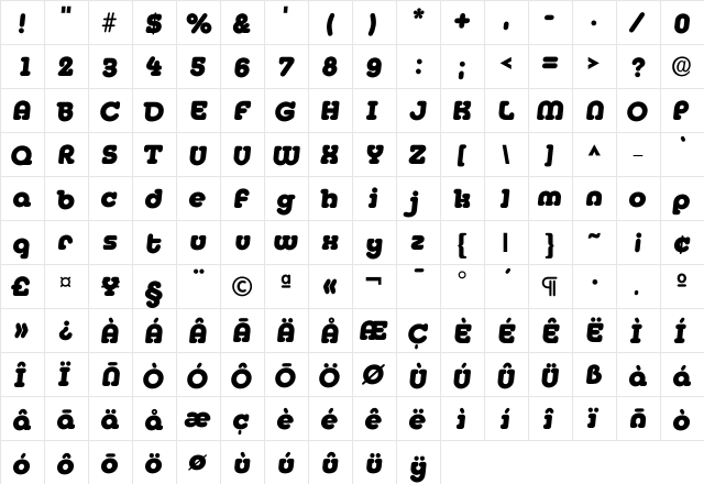 Imedia ExtraBold  glyph index