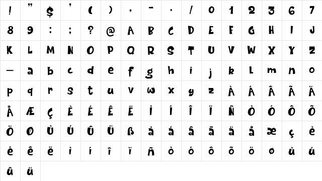 Dinosaur Cake DEMO Regular  glyph index
