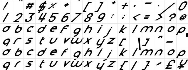 Smooth Circulars Italic  glyph index