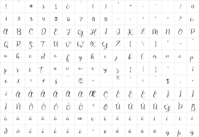 My Story Regular  glyph index
