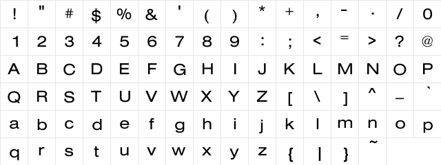 Addington Extended Regular  glyph index