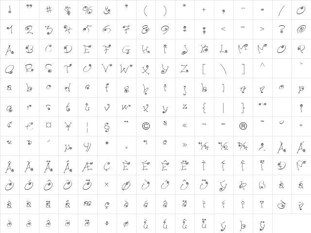 Paisley ICG 01 Regular  glyph index