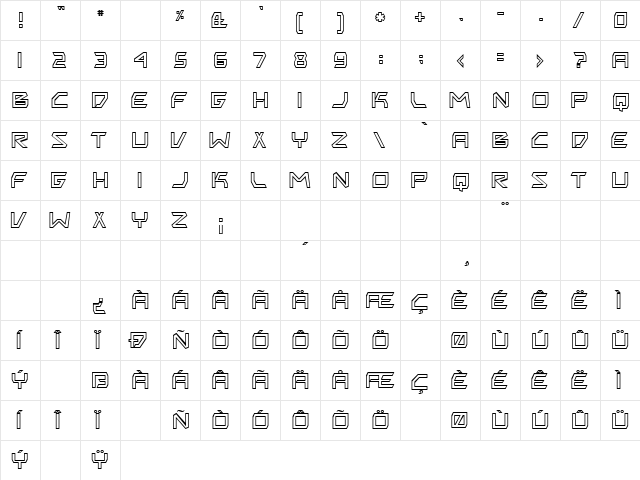 Biting My Nails Outline Regular  glyph index