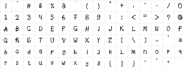 Attazack Regular  glyph index