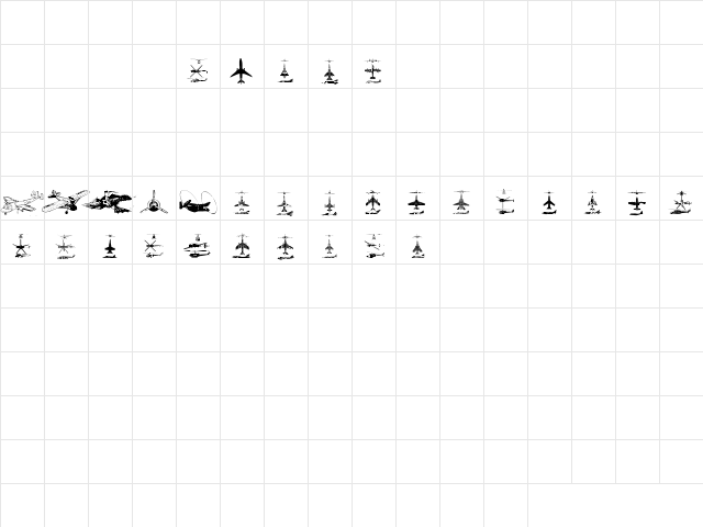 Aircraft2 Regular  glyph index
