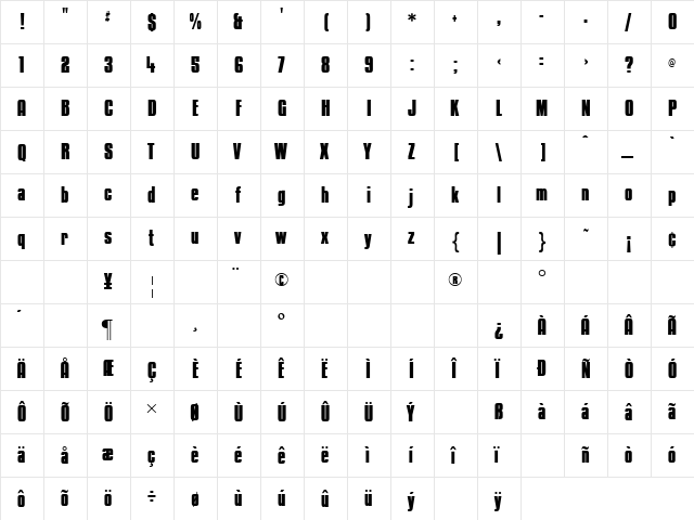 Kenyan Coffee Regular  glyph index