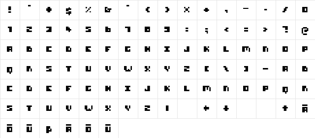 HIWEBT Regular  glyph index