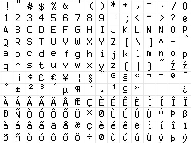 mono 08_55 Regular  glyph index