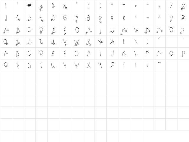 LD Dancing Shoes Regular  glyph index