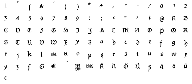 Burtinomatic-DemiBold Regular  glyph index