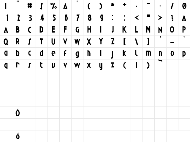 Passja Regular  glyph index
