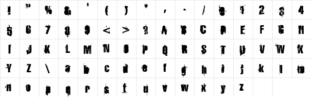 Strokey Bacon Regular  glyph index