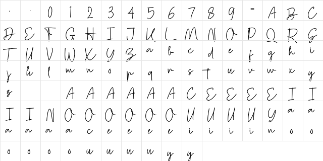 Callien Pooh Regular  glyph index