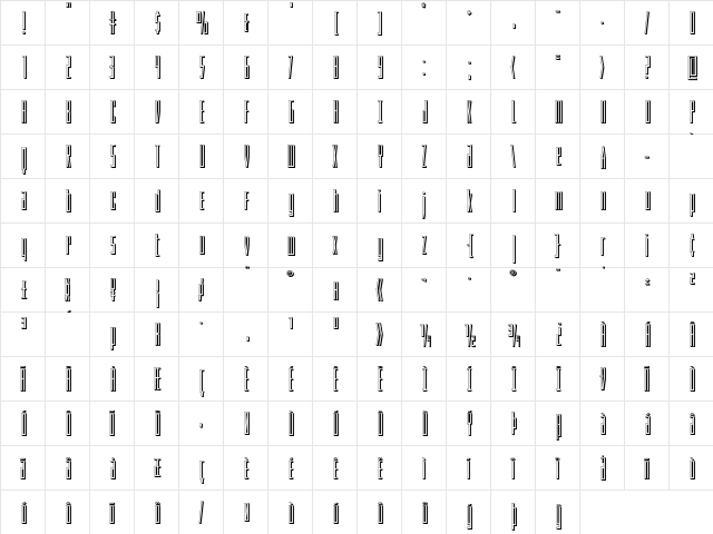 Phantacon 3D Regular  glyph index