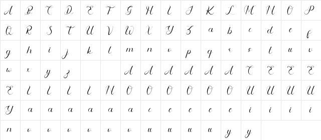 Fangirliya Demo Regular  glyph index