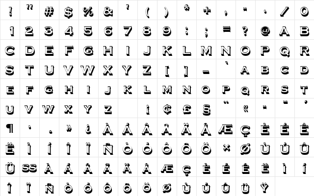 CopperplateTBolSh1 Regular  glyph index