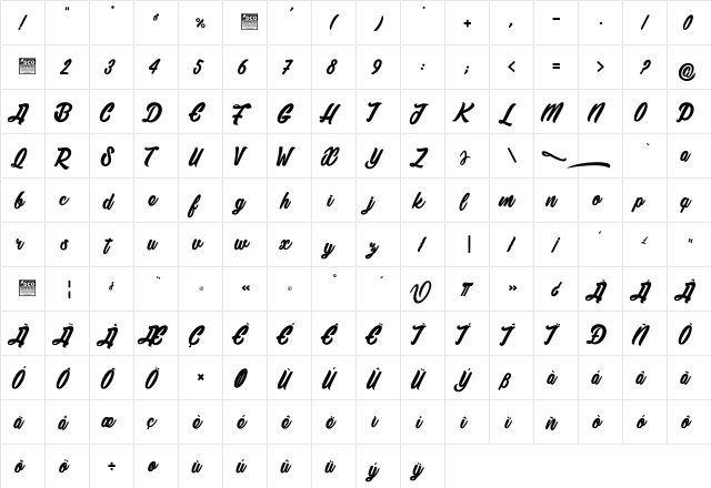 Historic Seattle_PersonalUseOnly Regular  glyph index