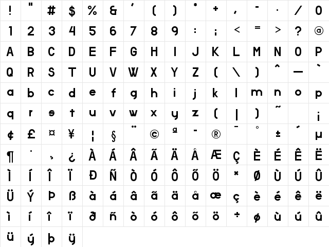538Lyons V2 Regular  glyph index