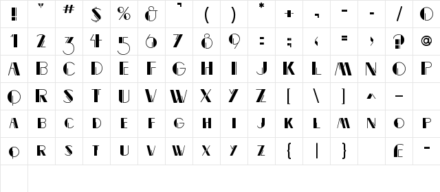 Serfin Regular  glyph index
