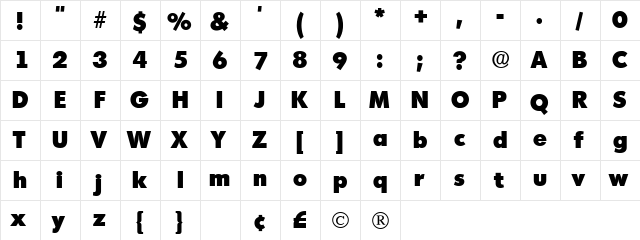 Admisi Display SSi Regular  glyph index
