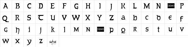 Wishmaster Credits DEMO Regular  glyph index