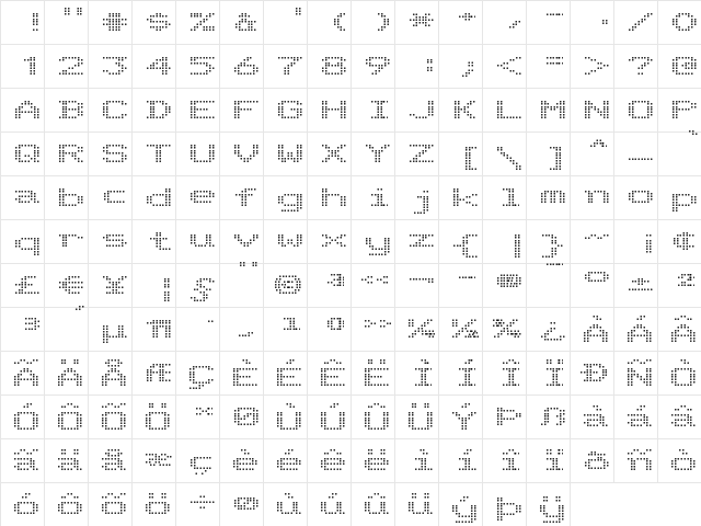 Telidon Ex Regular  glyph index