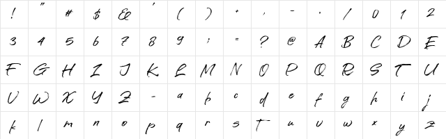 Avture Regular  glyph index
