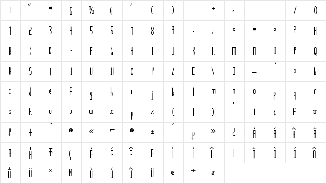 Stelefont Medium  glyph index