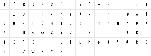 Papercutting Regular  glyph index