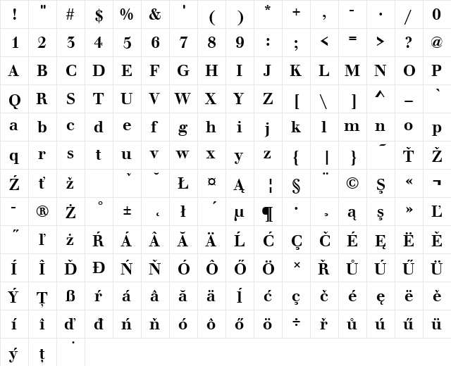 WalbaumBucTEEMed Regular  glyph index