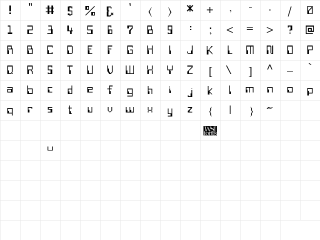 MagneticCardTwo Regular  glyph index