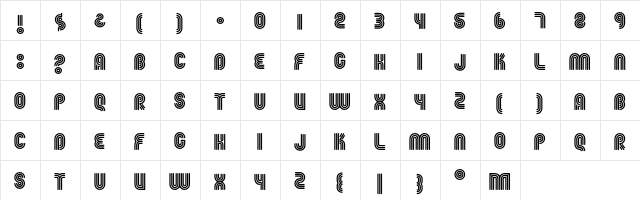 Fgroove SeventySix  glyph index