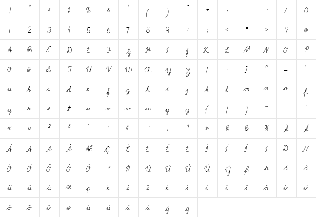 Imrans School 2 Regular  glyph index