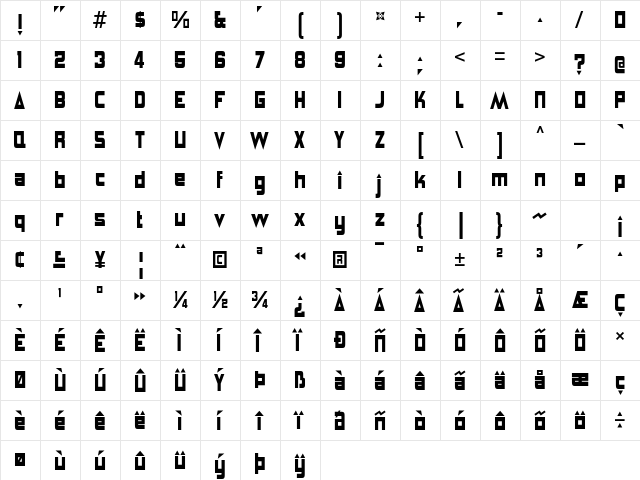 Angerpoise Lampshade Regular  glyph index