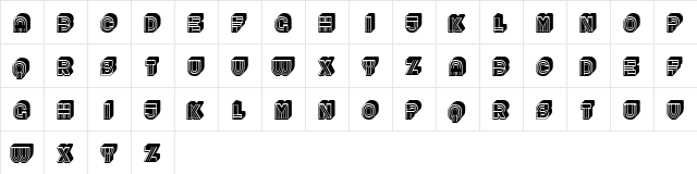 Rude 3D Regular  glyph index