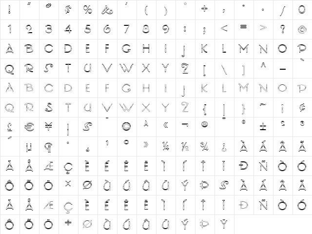 ZiggyStardustNF Medium  glyph index