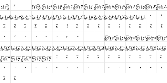 Kaldevaderibbon Regular  glyph index