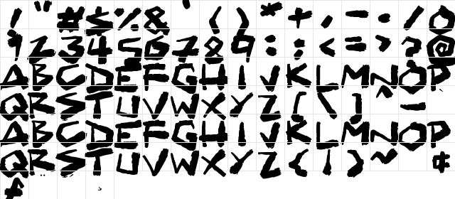 Crazy Guy Regular  glyph index